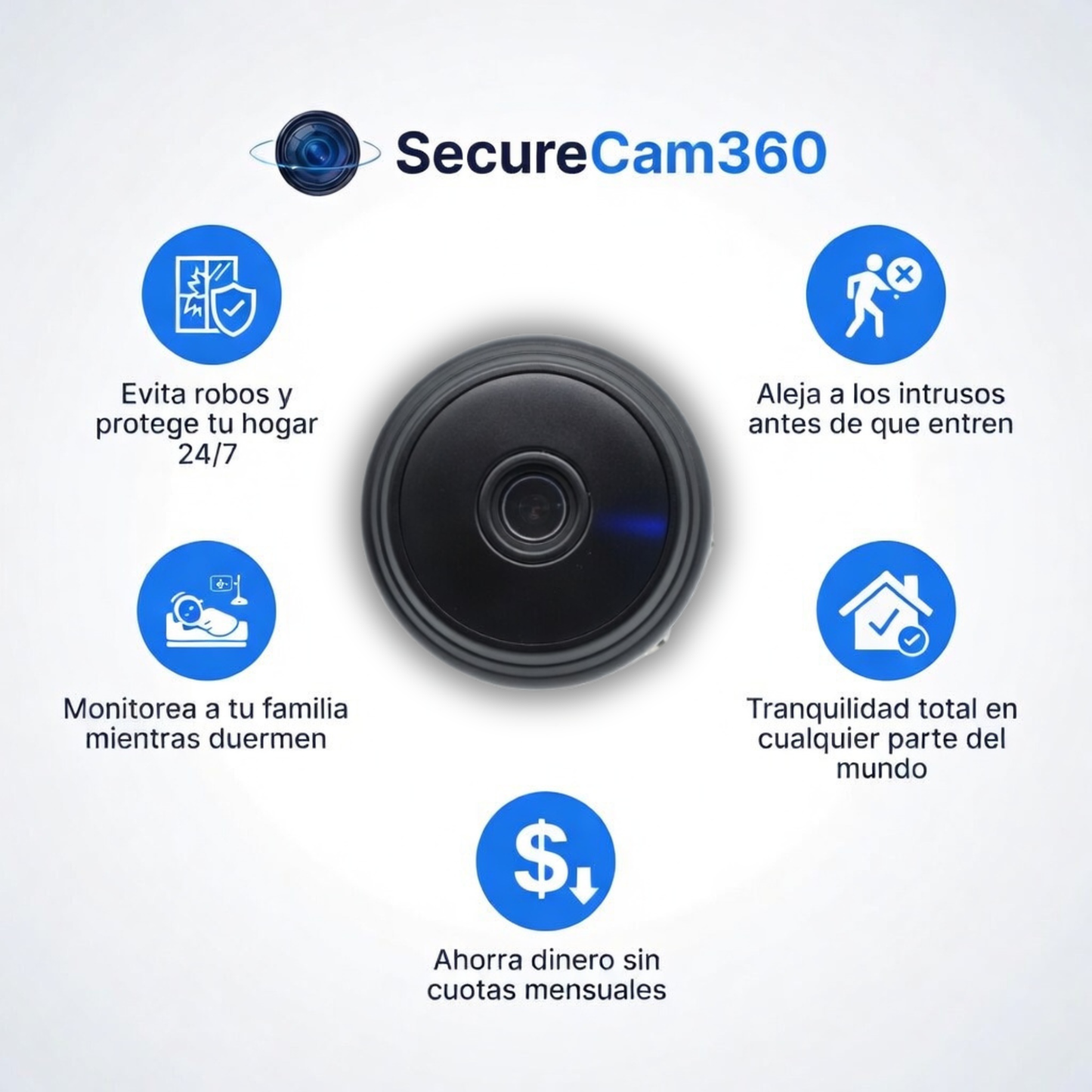 Cámara WiFi HD con Vigilancia 24/7 desde tu móvil - SecureCam360™