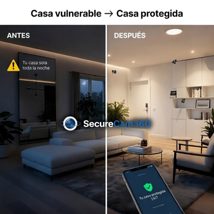 Cámara WiFi HD con Vigilancia 24/7 desde tu móvil - SecureCam360™