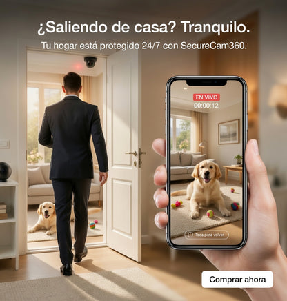 Cámara WiFi HD con Vigilancia 24/7 desde tu móvil - SecureCam360™